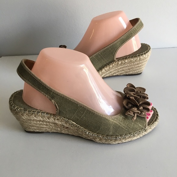 Clarks Green Leather Slingback Wedge Heels Size 8M - Picture 6 of 7
